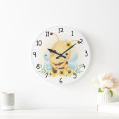 Grande Horloge Ronde Bumble Bee et Sunflowers (Maison)
