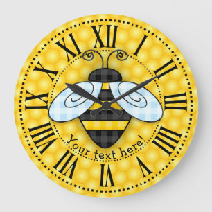 Grande Horloge Ronde Bumblebee et Icône Honeycomb