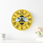 Grande Horloge Ronde Bumblebee et Icône Honeycomb (Maison)
