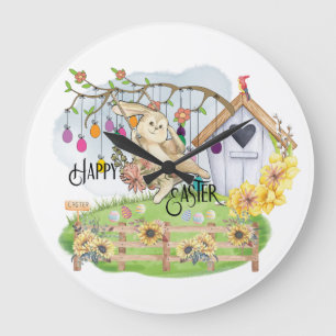 Grande Horloge Ronde Bunny célèbre la fête de Pâques