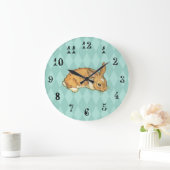 Grande Horloge Ronde Bunny with aqua blue diamond background (Maison)