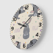 Grande Horloge Ronde Bunny Yoga Poses Funny Rabbit (Angle)