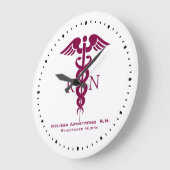 Grande Horloge Ronde Bureau d'infirmière simple Red Caduceus (Angle)