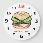Grande Horloge Ronde Burger Time – Conception Pixel Art (Recto)