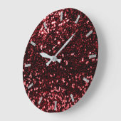 Grande Horloge Ronde Burgundy Maroon Red Sparkly Faux Glitter Gray Glam (Angle)