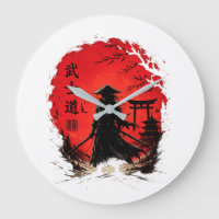 Bushido Guerrier Samouraï Lune Rouge Japonais Vint