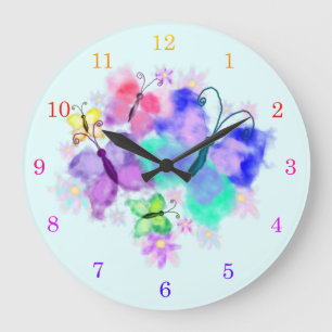 Grande Horloge Ronde Butterflies - Joy Spring - Customizable