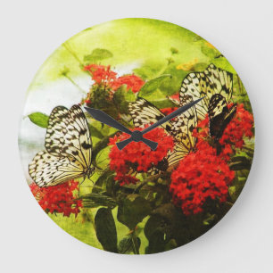 Grande Horloge Ronde Butterfly Art 27 Wall Clocks & Numeral Options
