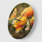 Grande Horloge Ronde Butterfly art 32 Wall Clocks & Numeral Options (Angle)