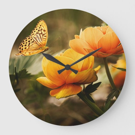 Grande Horloge Ronde Butterfly art 32 Wall Clocks & Numeral Options (Recto)