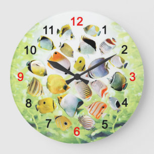 Grande Horloge Ronde Butterfly Fishの 壁 け 時 計