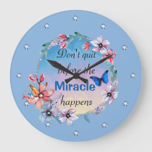 Grande Horloge Ronde Butterfly floral blue nature quota d'inspiration