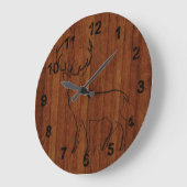 Grande Horloge Ronde Cabane dans le bois inspiré Cerf rustique (Angle)