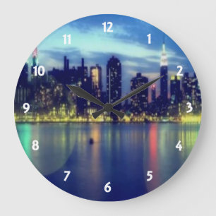 Grande Horloge Ronde Cachette murale des lumières de la ville