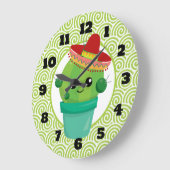Grande Horloge Ronde Cactus de Red Sombrero (Angle)