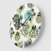 Grande Horloge Ronde Cactus En Floraison : Charme Sans Mains (Angle)