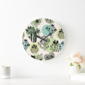 Grande Horloge Ronde Cactus En Floraison : Charme Sans Mains (Maison)