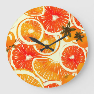 Grande Horloge Ronde Cactus mignons : Motif coloré sans couture
