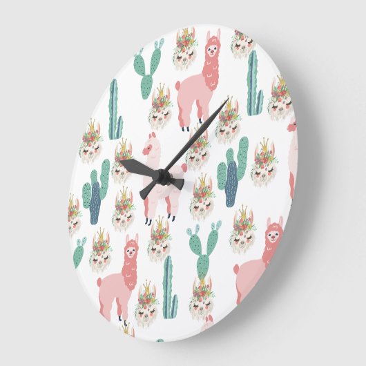 Grande Horloge Ronde Cactus vert (Angle)