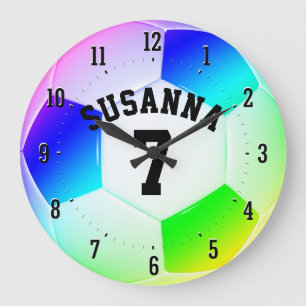 Grande Horloge Ronde Cadeau coloré du football du football de