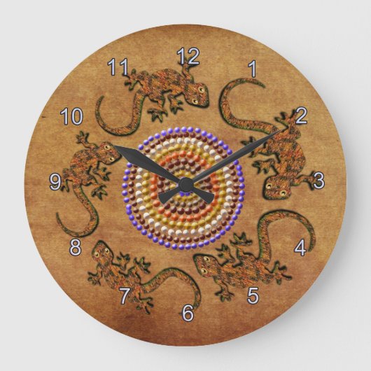 Grande Horloge Ronde Cadeau d'art aborigène australien (Recto)