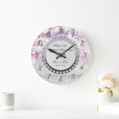 Grande Horloge Ronde Cadeau de 25e anniversaire de mariage Chic Bokeh D (Maison)