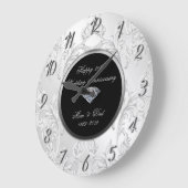 Grande Horloge Ronde Cadeau de mariage en damas argenté pour 50e annive (Angle)