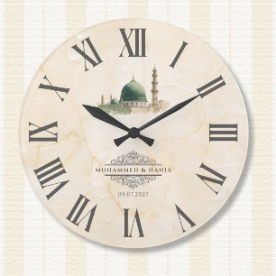 Grande Horloge Ronde Cadeau de Nikah islamique   Masjid An-Nabawi Noms 