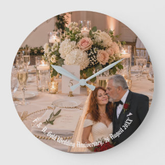 Grande Horloge Ronde Cadeau de photo de couple pour anniversaire de mar