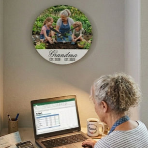 Grande Horloge Ronde Cadeau de photo personnalisé pour grand-mère établ