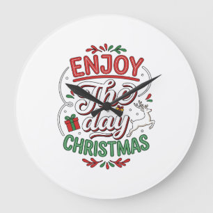 Grande Horloge Ronde Cadeau de rennes de Noël Profitez de la journée