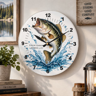 Grande Horloge Ronde Cadeau de retraite de pêche à la ligne