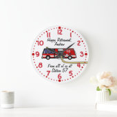 Grande Horloge Ronde Cadeau de retraite de pompier Nom personnalisé Hor (Maison)