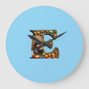Grande Horloge Ronde Cadeau de Thanksgiving avec la lettre E