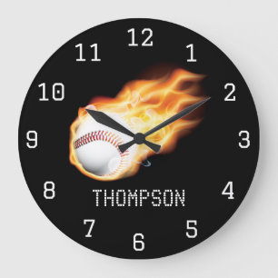 Grande Horloge Ronde Cadeau personnalisé sur le thème du baseball avec