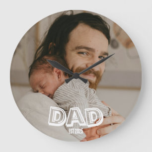 Grande Horloge Ronde Cadeau Photo Papa Nouvellement Papa Souvenir