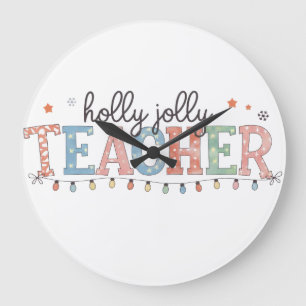 Grande Horloge Ronde Cadeau pour Enseignant   Prof Joliment Noël