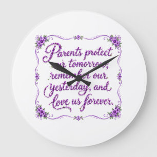 Grande Horloge Ronde Cadeau pour maman papa parents citation d'amour fl