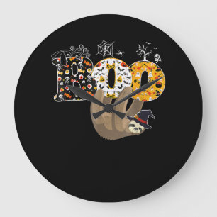 Grande Horloge Ronde Cadeau Spider Boo Halloween avec Sloth Witch Cas