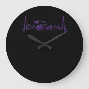 Grande Horloge Ronde Cadeau Spider Halloween drôle de ligne Heartbeat
