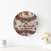 Grande Horloge Ronde Cadeaux de baseball rustique PERSONNALISÉS pour l' (Maison)