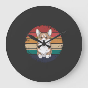 Grande Horloge Ronde Cadeaux de chien pour amateur de Pembroke Welsh Co