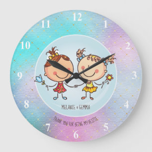 Grande Horloge Ronde Cadeaux mignons BFF Besties Kawaii pour filles et