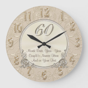 Grande Horloge Ronde Cadeaux personnalisés de soixantième anniversaire,