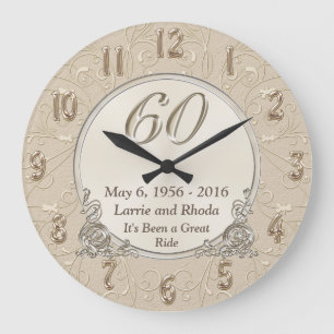 Grande Horloge Ronde Cadeaux personnalisés du 60e anniversaire Mariage