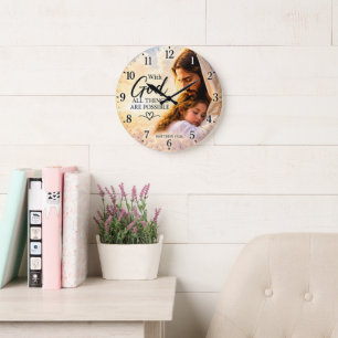Grande Horloge Ronde Cadran chrétien « Avec Dieu, tout est possible »