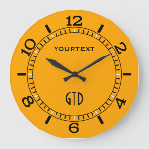 Grande Horloge Ronde Cadran de décoration jaune soleil Personnalisez fa