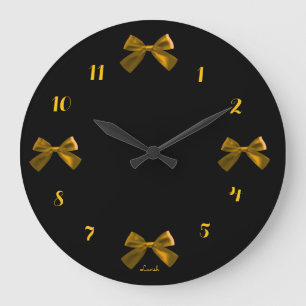 Grande Horloge Ronde Cadran de l'horloge à ruban doré chic pour la déco
