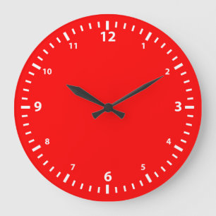 Grande Horloge Ronde Cadran de l'horloge numérique blanc sur fond rouge