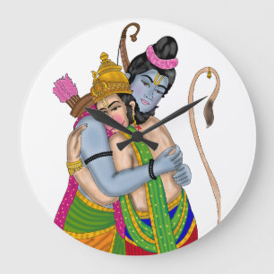 Grande Horloge Ronde Cadran de Lord Rama et Hanuman